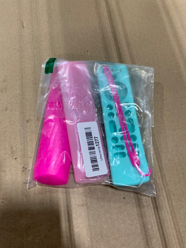 Photo 1 of (3 Pack) ONEBOM Silicone TV Remote Cover, (6.2 Inch*1.5 Inch) Glow in The Dark, Anti Slip Silicone Protective Case with Colored Lanyard(Glow Pink&Rose Red&Sky Blue)