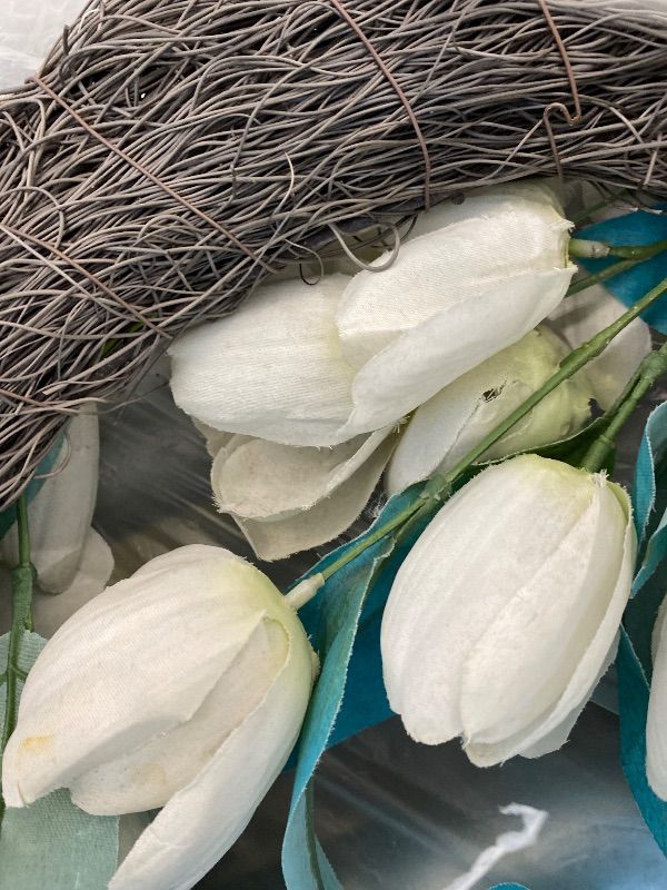 Photo 1 of [SIMILAR ITEM] Jutom 6.6 FT Artificial Magnolia Garland, Spring Garland Decor with White Magnolia Flower & Leaf for Indoor Outdoor Holiday Decor - Doo, Mantle, Fireplace, Table, Wedding Arch