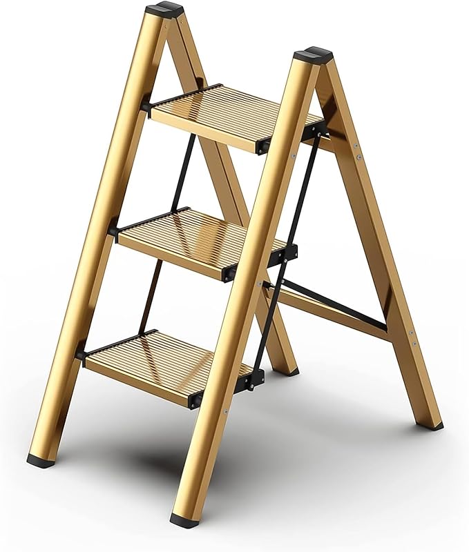 Photo 1 of ** SIMILAR IMAGE**Mayi Plus 3 Step Ladder,Aluminum Folding Step Stool for Adults,Step Ladder with Wide Anti-Slip Pedal,330 lbs Capacity for Home,Office,Kitchen,Library(Gold)