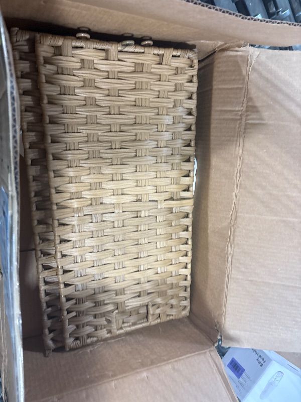 View 3 of ***MISSING HARDWARE***SONGMICS Laundry Hamper with Lid, 17.2 Gallon (65 L) Synthetic Rattan Clothes Laundry Basket with Lid and Handles, Foldable, Removable Liner, Goose Yellow ULCB165N01