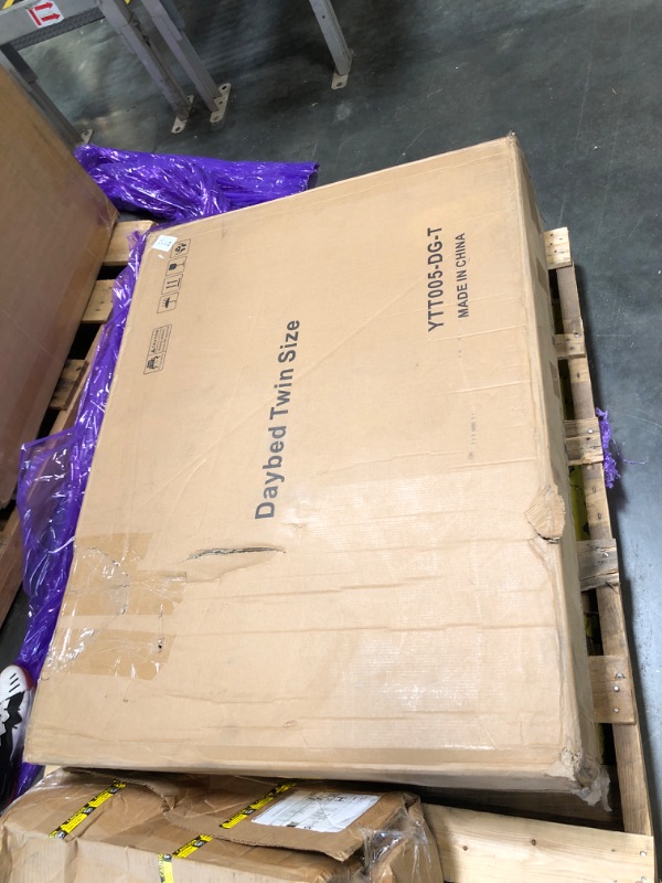 Photo 1 of ***FACTORY SEALED***
Arhomefurni Upholstered Twin Size Daybed with Two Storage Drawers, Twin Leatherair Sofa Bed Daybed with Wood Slat Support,No Box Spring Needed (Dark Grey)