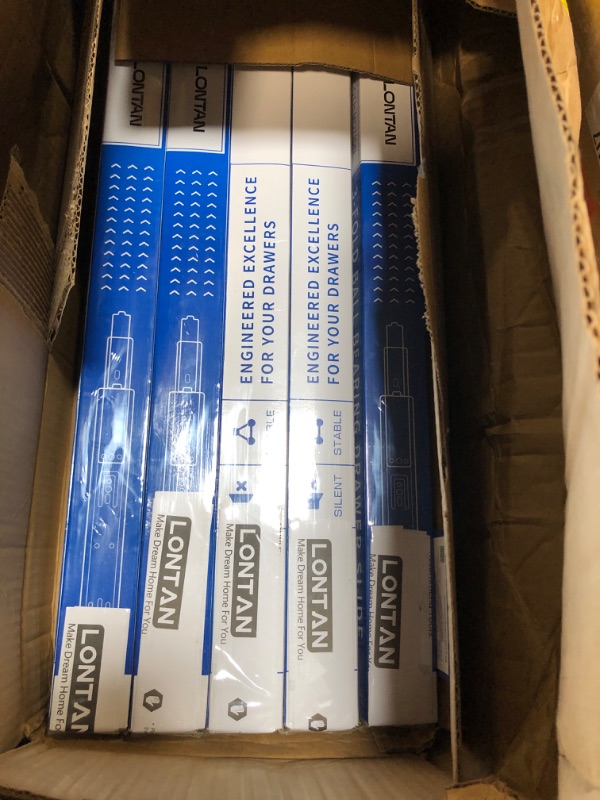 Photo 1 of ***FACTORY SEALED***
LONTAN 20 Pairs 22 Inch Soft Close Drawer Slides Heavy Duty Dresser Drawer Glides Metal Ball Bearing Full Extension Kitchen Cabinet Rails 100 LB Capacity