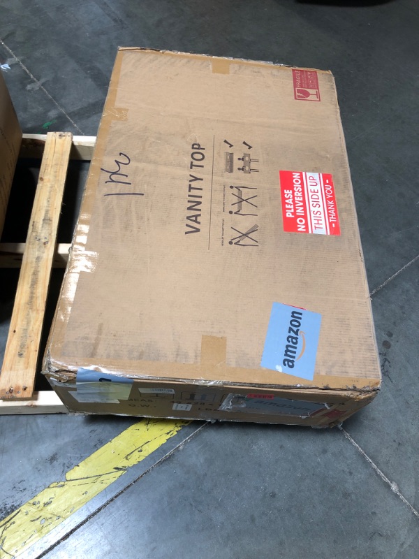 Photo 1 of ***FACTORY SEALED***
EQLOO 36"x22" Engineered Stone Bathroom Vanity Top with Rectangular Undermount Ceramic Middle Sink, 8 Inch Faucet Hole Spread with Backsplash Bathroom Vanity Sink Top (Cabinet Not Included)