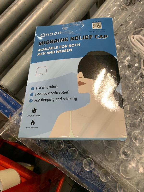 Photo 1 of [Only Cooling pack, missing everything else] Qnoon Migraine Relief Cap, Headache Relief Cap Mask Products, Cooling Odorless Gel Ice Head Wrap for Tension, Stress,Hangover & Puffy Eyes