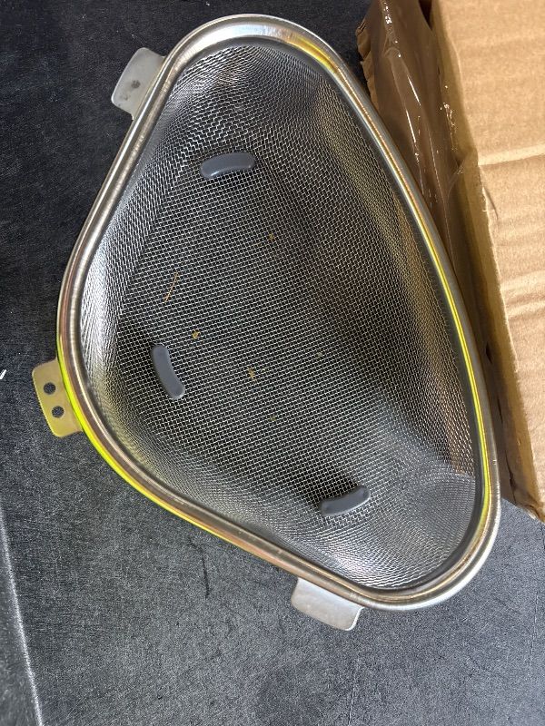 Photo 1 of **USED/MISSING HARDWARE**
KitchenFood Catcher Strainer for Kitchen Waste Sink Triangle Tri-Holder Filter, Sink Strainer, Multifunction Saddle Leftover Mesh Stainless Steel Strainer