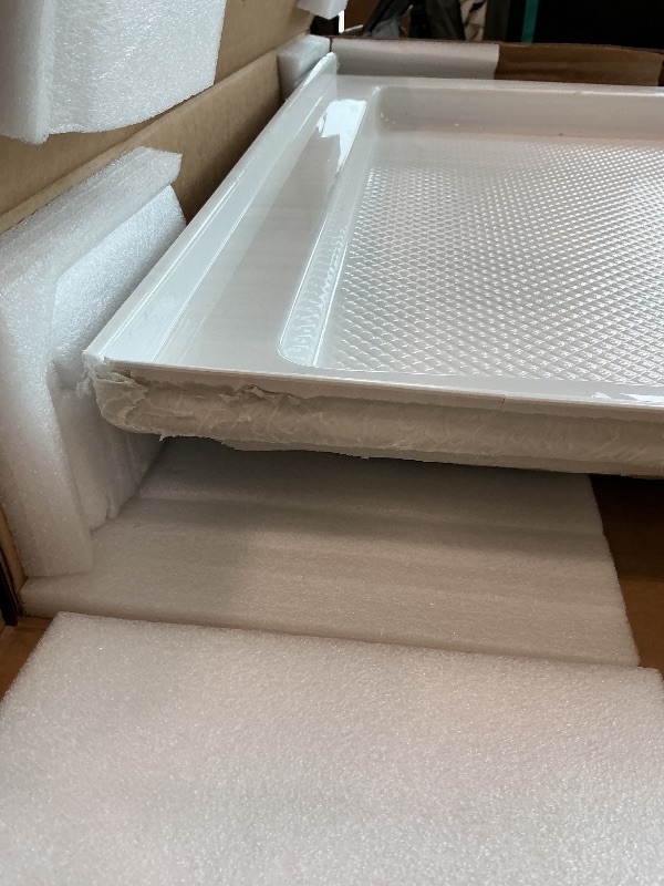 Photo 1 of [MINOR DAMAGE] DreamLine SlimLine 30 in. D x 60 in. W x 2 3/4 in. H Right Drain Single Threshold Shower Base in White, DLT-1130602