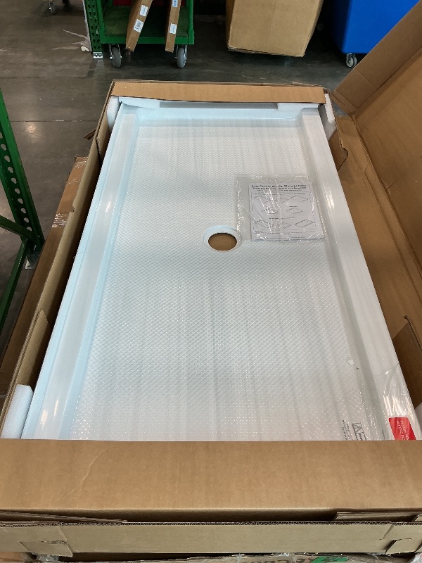 Photo 1 of [MINOR DAMAGE] DreamLine SlimLine 30 in. D x 60 in. W x 2 3/4 in. H Right Drain Single Threshold Shower Base in White, DLT-1130602