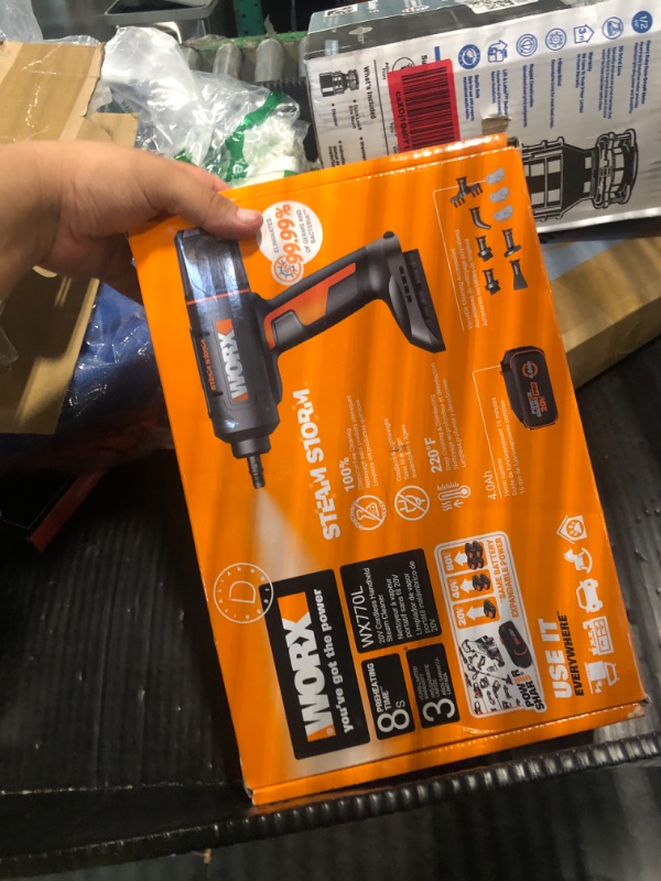 Photo 1 of !!!!!FINAL SALE!!!
Worx 20V SteamStorm Cordless Handheld Steam Cleaner w/Accessories, Steamer for Cleaning 220°F 8-Second Preheat, Lightweight Portable Steamer for Home Car – Battery & Charger Included