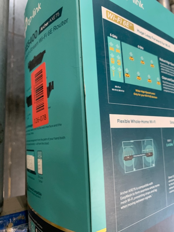 Photo 1 of ***MISSING ETHERNET CABLE**** TP-Link AXE5400 Tri-Band WiFi 6E Router (Archer AXE75), 2025 PCMag Editors' Choice, Gigabit Internet for Gaming & Streaming, New 6GHz Band, 160MHz, OneMesh, Quad-Core CPU, VPN & WPA3 Security