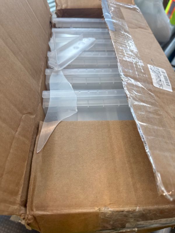 Photo 1 of ***DAMAGED*** ReadySpace Large Plastic Storage Bins, Stackable Organizer Containers for Closet Pantry Shelf Garage and Office Organization, Clear, 6 Pack