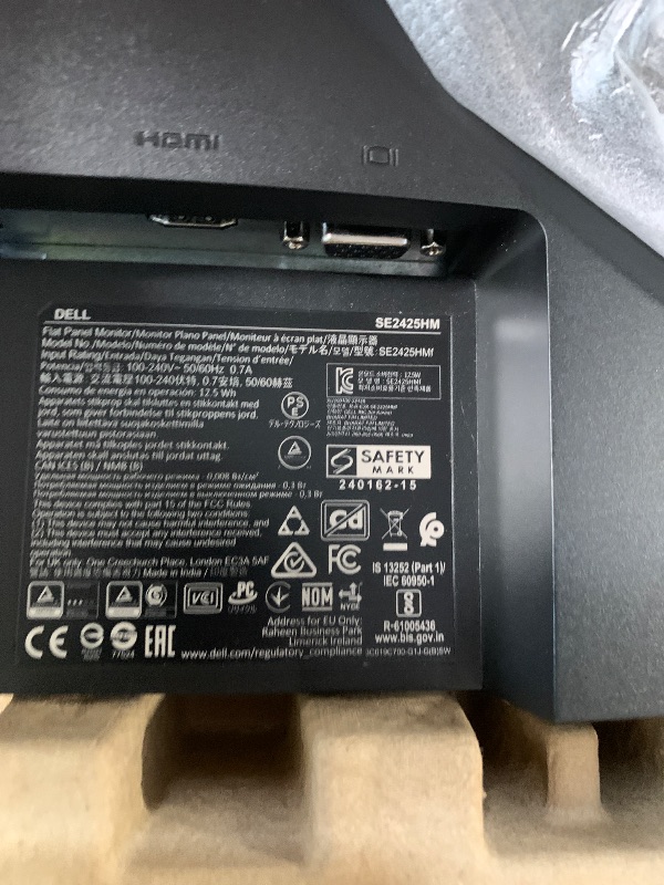 Photo 1 of ** ONLY PARTS/ DAMAGED  ** Dell 24 Monitor - SE2425HM - 23.8-inch Full HD (1920x1080) 16:9 100Hz Display, IPS Panel, 16.70 Million Colors, Anti-Glare, 1 HDMI / 1 VGA Port, TÜV Rheinland 3-Star*, Comfortview Plus - Black