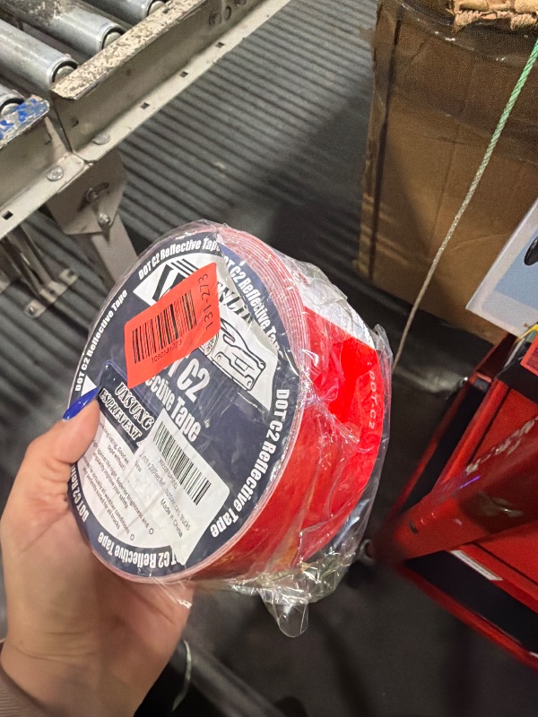 Photo 1 of ************PACK OF 1********** WAENLIR 2 inch x 200 Feet Dot Reflective Tape Outdoor Waterproof High Visibility Safety Tape, Red and White Adhesive Conspicuity Tape for Trailer, Cars, Trucks, Cinta reflectiva para camiones