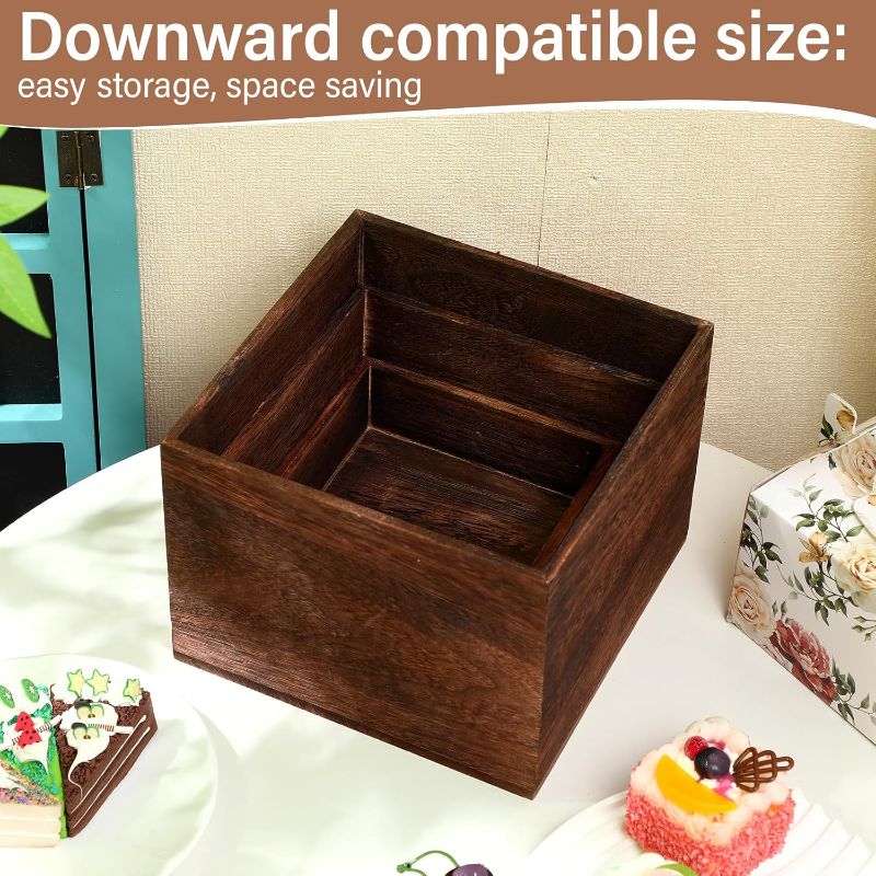 Photo 1 of Wooden Risers Stands Cake Rustic Stackable Square Cupcake Stands Base for Buffet Table Dessert Food Birthday Wedding Party