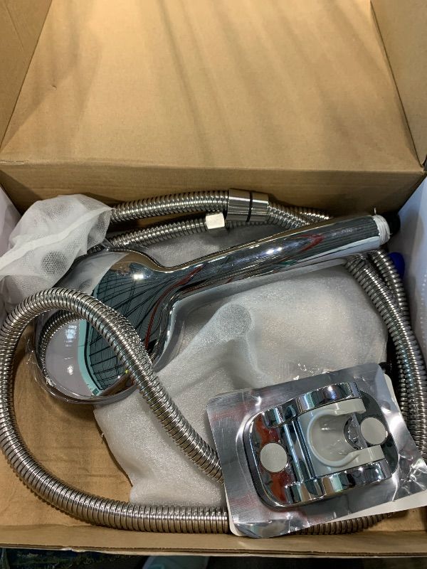 Photo 1 of ***USED***NearMoon Shower Head with Hose, High-Pressure Stainless Steel 8'' Rain Shower and 5 Settings Handheld Shower Spray Combo with Push Button Flow Control for Easy Operation (Chrome)