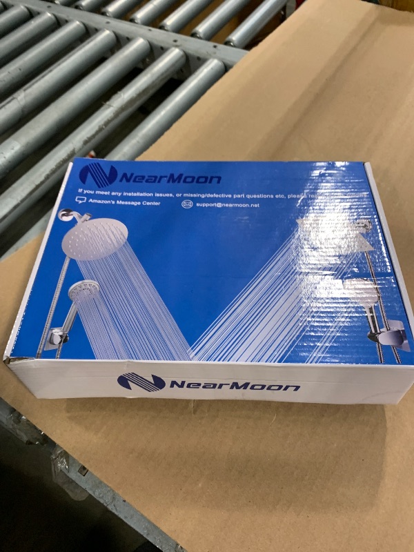 Photo 1 of ***USED***NearMoon Shower Head with Hose, High-Pressure Stainless Steel 8'' Rain Shower and 5 Settings Handheld Shower Spray Combo with Push Button Flow Control for Easy Operation (Chrome)