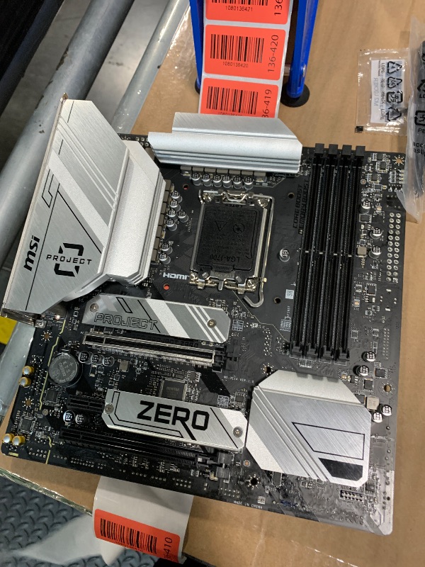 Photo 1 of ***Bent pins*** MSI B760M Project Zero Gaming Motherboard (Support 14th/13th/12th Gen Intel Processors, LGA 1700, DDR5, PCIe 5.0, M.2 Slots, 2.5Gbps LAN, USB 3.2 Gen2, HDMI/DP, Wi-Fi 6E, Bluetooth 5.3, mATX)