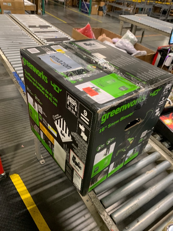 Photo 1 of ***MISSING BATTERY*** Greenworks 40V (75+ Compatible Tools) 16” Cordless Snow Blower, 5.0Ah Battery and Charger Included, SN40B410