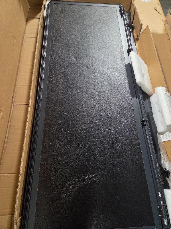 Photo 1 of ***MISSING MOUNTING HARDWARE*** Rough Country Hard Tri-Fold Truck Bed Tonneau Cover for Ford F-150 (2021-26), Lightning (2022-26) - Aluminum Flip-Up Folding Bed Cover, Fits 5'7" (66.7") Bed