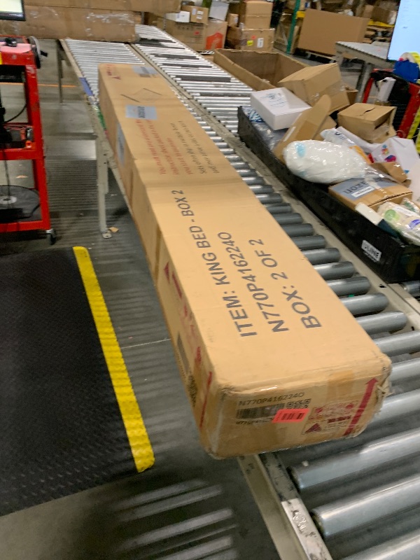 Photo 1 of ***PARTIAL SET*** ***ONLY BOX 2 OF 2*** Christopher Knight Home King Size Wooden Bed Frame with Headboard, Wenge Finish Platform Bed, Solid and Manufactured Wood, No Box Spring Needed, 550 lbs Capacity