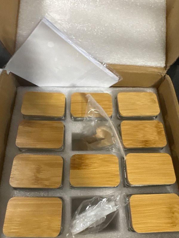 Photo 1 of ** SIMILAR*** APT 1101 Glass Storage Jars with Bamboo Lid, glass canisters with airtight lids, Clear jars with lids for Spice, Cookie, Candy, Tea, Coffee Bean and Rice (White, 26 oz, Set of 6)