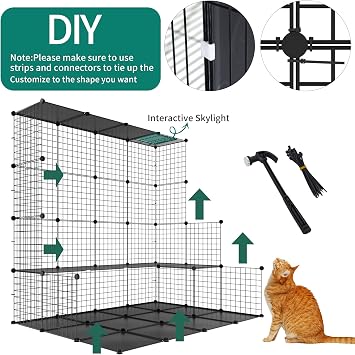 Photo 1 of ***partial set - box 2/2 only*** YITAHOME Large Indoor Cat Crate, 4 Tier Wire Run with 4 Doors, 3 Ladders, Cat Playpen with Large Hammock, Pet Cages for 1-3 Cats, Rabbit, Black Chinchilla,