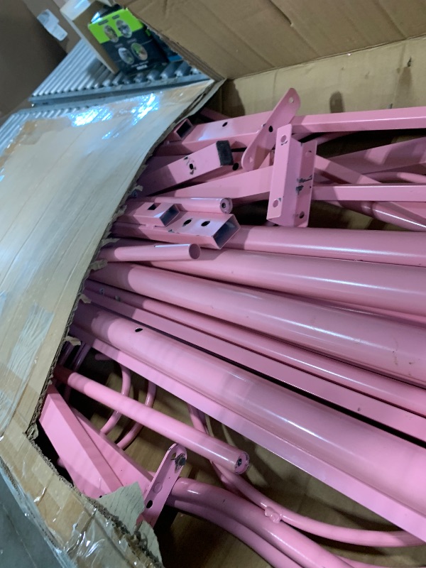Photo 1 of ***PINK***Canopy Queen Bed Frame Platform Heavy Duty Steel Slat and Support with Headboard and Footboard No Box Spring Required?White