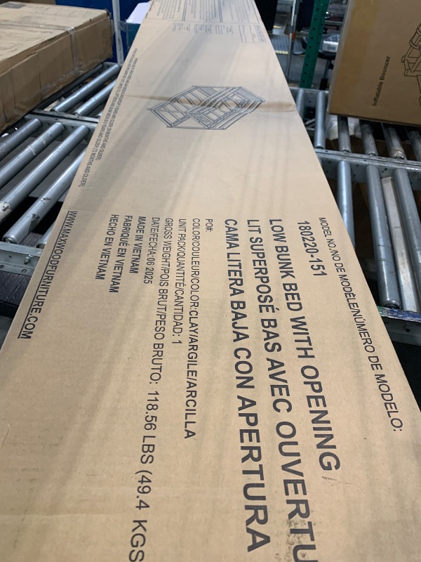 Photo 1 of ****CHECKED 7/10 - AS IS/NO RETURNS - SALE FINAL - FOR PARTS ONLY****Max & Lily Low Bunk Bed, Twin-Over-Twin Bed Frame For Kids With Stairs, Clay