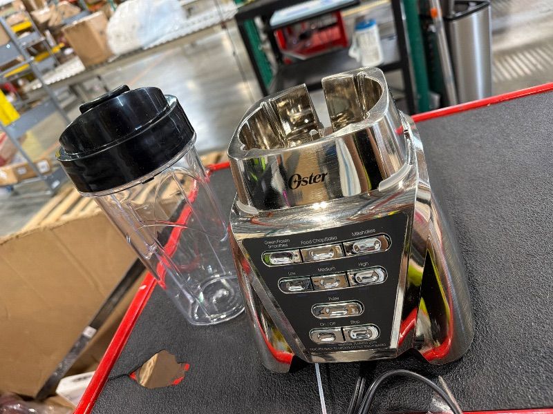 Photo 1 of ** sold as so no refund/return**
Oster Pro 1200 Smoothie Blender with Glass Jar & 24oz To-Go Cup, Countertop Kitchen Blender with 7 Speeds, 1200W Power, Brushed Nickel
**MISSING PARTS, VIEW PHOTOS**