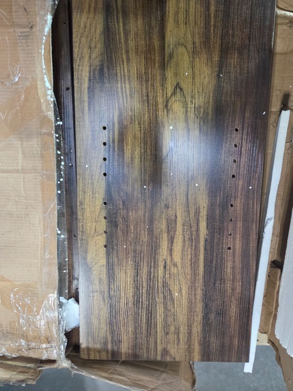 Photo 1 of *** PARTIAL SET - NO HARDWARE*** Tribesigns 47-Inch Dining Table for 4, White Kitchen Dinner Table with Heavy Duty Pedestal, Farmhouse Wooden Eating Table for Home, Dining Room, Small Space, White & Brown