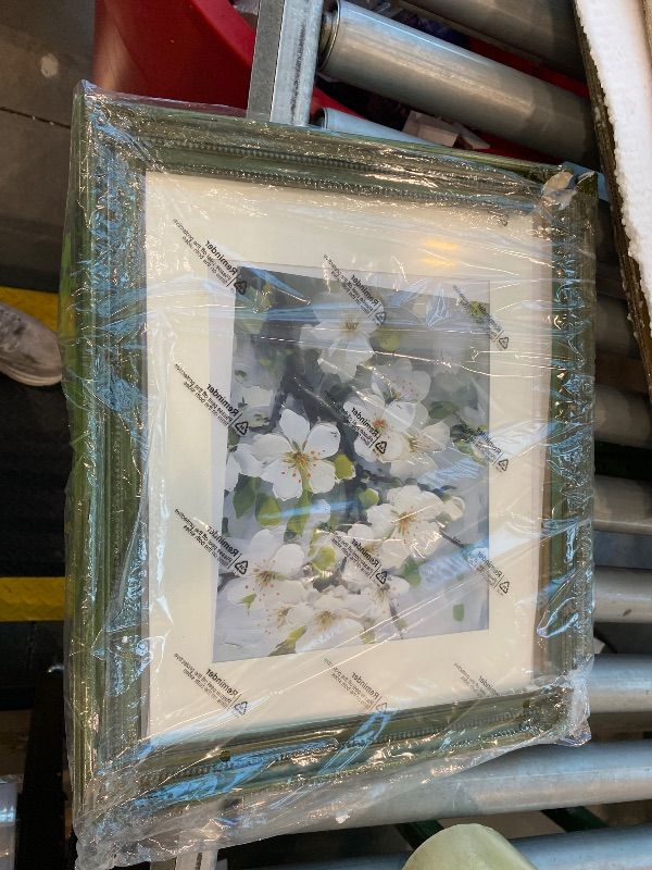 Photo 1 of [DAMAGED] SIMON'S SHOP 11x14 Picture Frame with Mat, 11 x 14 Picture Frame Matted to 8 x 10 Photo, Distressed Green Rustic Poster Frames for Wall and Tabletop