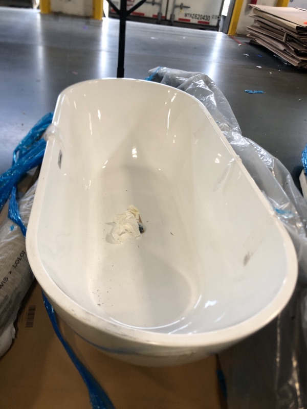 Photo 1 of ** SIMILAR ** ANZZI Freestanding Tub Acrylic Flatbottom Freestanding Bathtub in White, Chand Series (FT-AZ098)