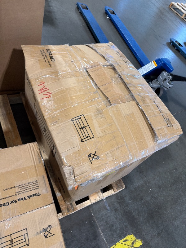 Photo 1 of **2 boxes - PARTIAL SET MISSING HARDWARE AND ACCESSORIES**Marsail 63" Pull Out Sofa Bed, Full Size Sleeper Sofa with Memory Foam Mattress, 2 USB Charging Ports & Removable Covers, Chenille Loveseat Couch for Living Room, Apartment, Light Grey