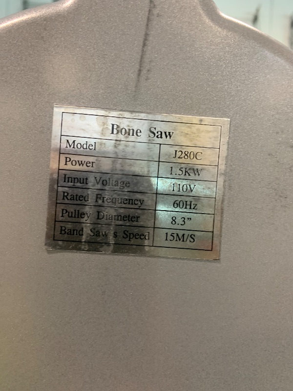 Photo 1 of ***STOCK PHOTO IS A SIMILAR ITEM*** Commercial Electric Meat Bandsaw, 1500W Stainless Steel Countertop Bone Sawing Machine, Workbeach 19.3" x 15", 0.16-7.9 Inch Cutting Thickness, Frozen Meat Cutter with 6 Blades for Rib Pork Beef