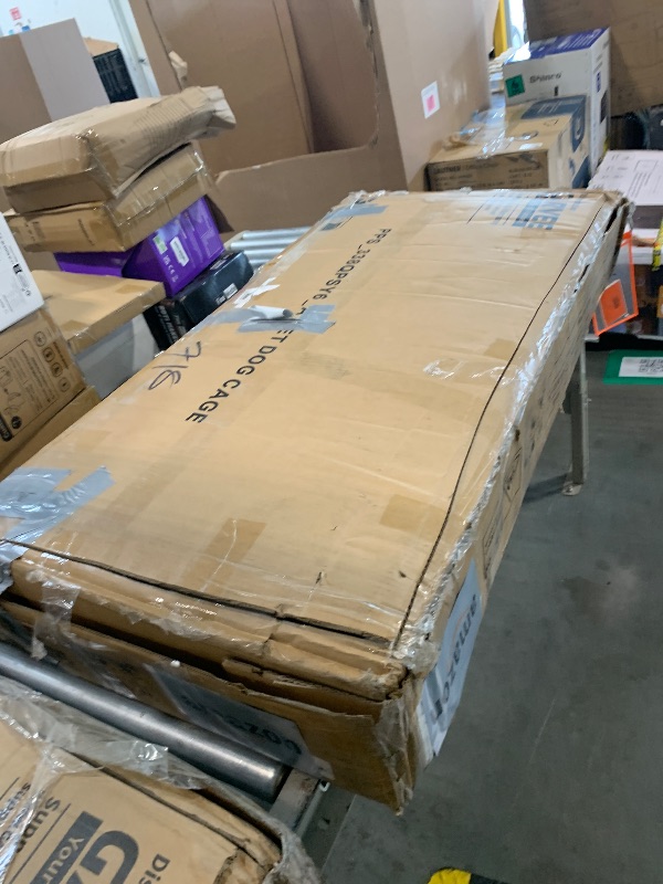 Photo 1 of ***MULTIPLE BOXES*** ***PICK UP WITH TRUCK** GAOMON Dog Crate Furniture for 2 Dogs, 78.7'' Large Dog Kennel Indoor with 2 Storage Drawers, 3 Shelves and Feeding Bowls, Double Dog Crate TV Stand for Small and Medium Dogs, Brown