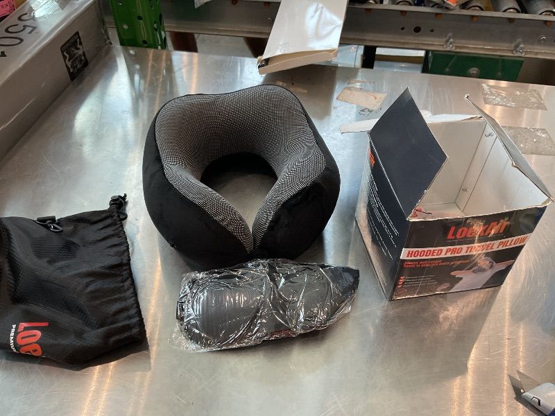 Photo 1 of [Missing hood] LOEXAIR™ Hooded Pro Travel Pillow - Memory Foam Neck Support Pillow for Airplane, Flight - Super-Soft Pure Cotton Fabric, Maximum Privacy & Light-Block Design, Lightweight Full Travel Kit - Light Grey