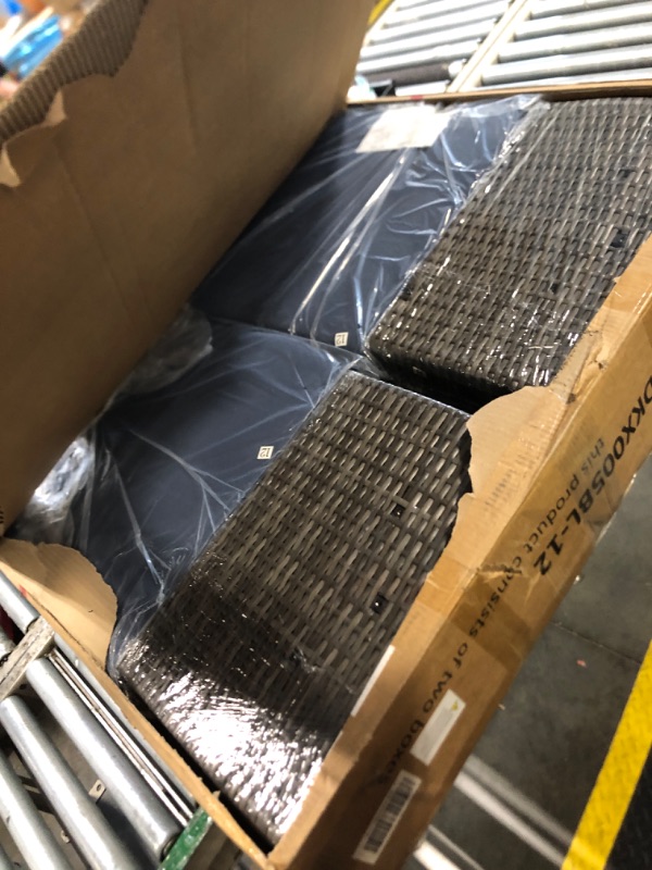 Photo 1 of ***PARTIAL SET*** ***ONLY BOX 1 OF 2*** Wisteria Lane Patio Furniture Set, Wicker Outside Outdoor Furniture for All Weather, Patio Sofa with High Backrest Support and Wide Armrest for Backyard, Balcony, Deck, Porch, Dark Blue