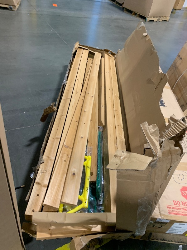 Photo 1 of ***MULTIPLE BOXES*** ***PICK UP WITH TRUCK*** ***DAMAGED PACKAGING*** Backyard Discovery Mount Mckinley Cedar Wood Swing Set with Wave Slide, Play Deck, Double Rock Wall, Rope Ladder, Web Swing, Belt Swings, Toy Telescope, Steering Wheel, Sandbox Area, Ou