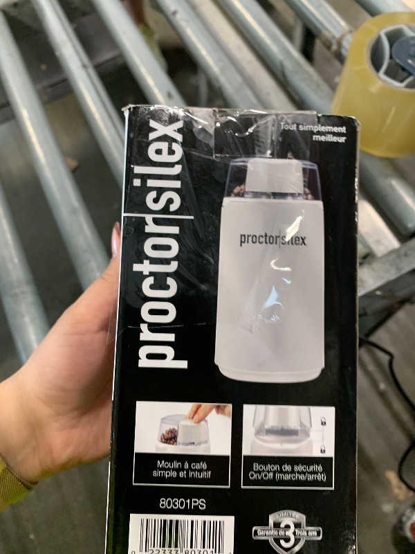 Photo 1 of ***DIRTY**** Proctor Silex Electric Coffee Grinder for Beans, Spices and More, Stainless Steel Blades, 12 Cups, White