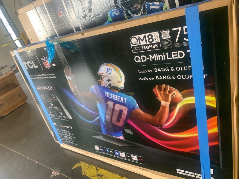 Photo 1 of ****CHECKED 7/10 - AS IS/NO RETURNS - SALE FINAL - FOR PARTS ONLY****TCL 75 Inch Class QM8K Series | Mini LED QLED 4K HDR | 75QM8K, 2025 Model | 120HZ-144HZ Anti Reflective Wide Angle Screen Smart Google TV Dolby Atmos | Voice Remote Alexa Gaming Streami