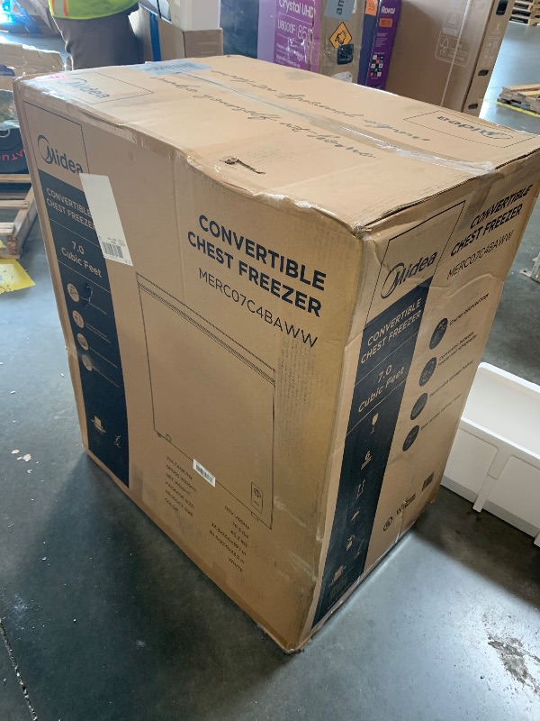 Photo 1 of ** FACTORY SEALED ** Midea MERC04C4BAWW Chest Freezer, 3.5 Cubic Feet Freezer With Removable Basket, Interior LED Light, Adjustable Temperature, For Kitchen Apartment Office, White