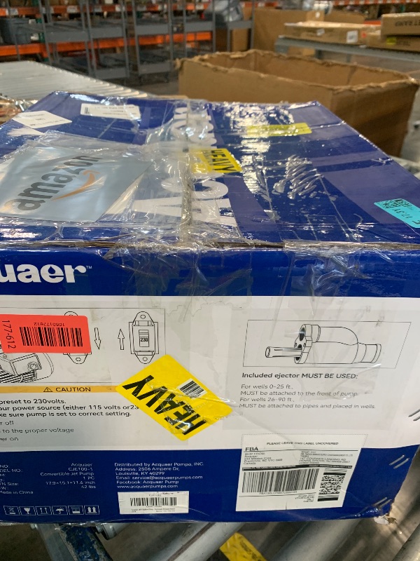 Photo 1 of ** UNCLEAN **Acquaer Shallow/Deep Well Jet Pump, Cast Iron Convertible Pump with Ejector Kit, Well Depth Up to 25ft or 90ft, 115V/230V Dual Voltage, Automatic Pressure Switch