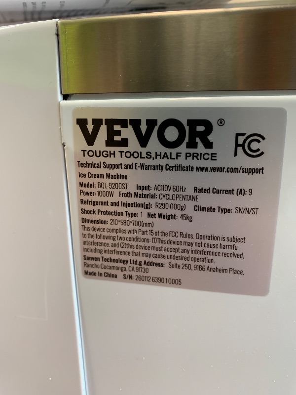 Photo 1 of ***UPDATED 6/19*** VEVOR Commercial Ice Cream Machine, 1000W Single Flavor Soft Serve Ice Cream Maker, 10.6 QT/H Yield, 4L Hopper & 1.6L Cylinder, Touch Screen, Auto Clean & Pre-Cooling, Countertop Restaurant Snack Bar