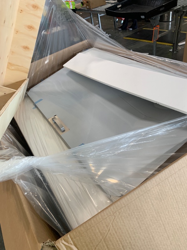Photo 1 of ***ITEM IS DAMAGED*** ***PICK UP WITH TRUCK*** FSE 18 Pan 2-Door Mega-Top Sandwich Prep Table, 48-3/8" W, Stainless Steel/Aluminum, 7.2 Cu Ft, 33-40°F Temp Range, 1/6 Pan Size, Rear-Mounted Compressor, Cutting Board, Casters, 115V