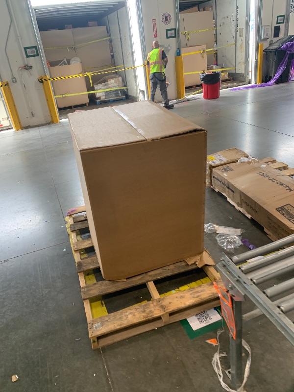 Photo 1 of ***ITEM IS DAMAGED*** ***PICK UP WITH TRUCK*** FSE 18 Pan 2-Door Mega-Top Sandwich Prep Table, 48-3/8" W, Stainless Steel/Aluminum, 7.2 Cu Ft, 33-40°F Temp Range, 1/6 Pan Size, Rear-Mounted Compressor, Cutting Board, Casters, 115V