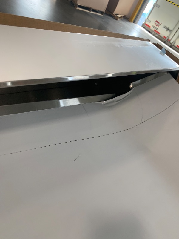 Photo 1 of ***ITEM IS DAMAGED*** ***PICK UP WITH TRUCK*** FSE 18 Pan 2-Door Mega-Top Sandwich Prep Table, 48-3/8" W, Stainless Steel/Aluminum, 7.2 Cu Ft, 33-40°F Temp Range, 1/6 Pan Size, Rear-Mounted Compressor, Cutting Board, Casters, 115V