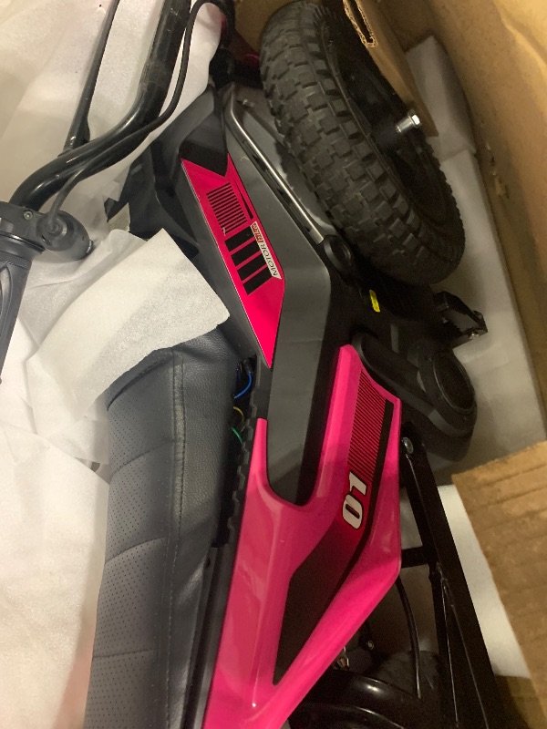 Photo 1 of ***UPDATED 7/18 missing hardware *** Garvee 24V Electric Kids Dirt Bike 350W Motor Rear Suspension Leather Seat Bluetooth Music Black Blue Green Red Rose Ages 10+ Outdoor Fun