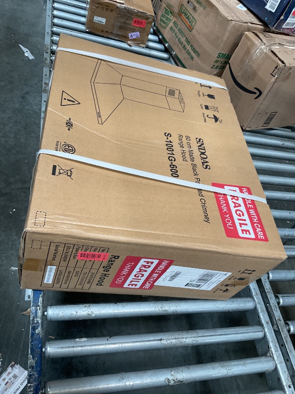 View 2 of ** Factory Sealed ** SNDOAS Range Hood 24 inch, 450 CFM Black Range Hood Wall Mount, Ducted/Ductless Convertible Kitchen Vent Hood, Chimney-Style Hood Vents for Kitchen with 3-speed, Push Button & Mesh Filters