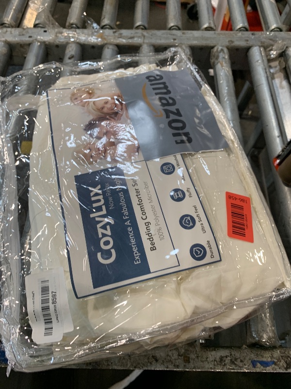 Photo 1 of ***MISSING PARTS*** CozyLux King Size Comforter Set Ivory - 7 Pieces Bed in a Bag King, Luxury Soft Bed Set for All Seasons, Bedding Set with Down Alternative Comforter, Sheets, Pillowcases & Shams