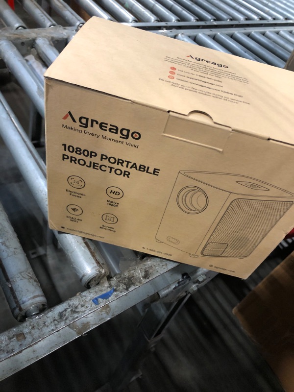 Photo 1 of [Electric Focus] Projector with WiFi and Bluetooth, Native 1080P 15,000 Lumens 4K Supported, Agreago Outdoor Movie Projector for Home Theater UP to 300", for iOS/Android/TV Stick/HDMI/USB (Gray)