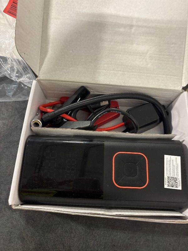 Photo 1 of ***BROKEN, SOLD FOR PARTS*** Jump Starter with Air Compressor, 5000A Battery Jumper Starter Portable (9L Gas/8L Diesel) with 160PSI Auto-Shutoff Tire Inflator, 12V Jump Box Car Battery Jump Starter with Jumper Cables, LED Light